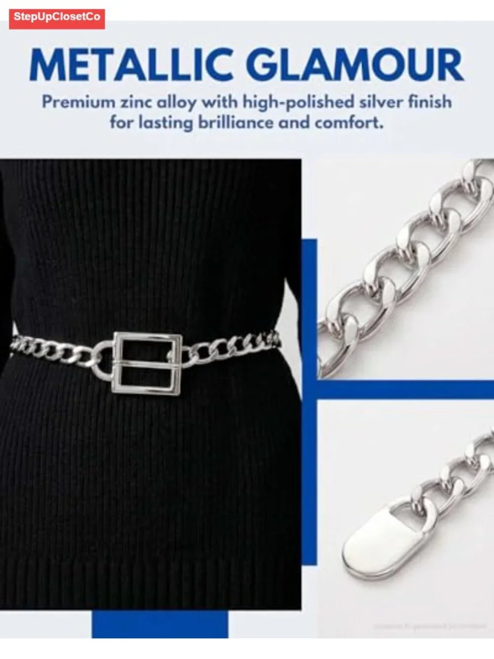 Adjustable Western Concho Belt for Women Metal Chain Waist Belt Cowgirl Style